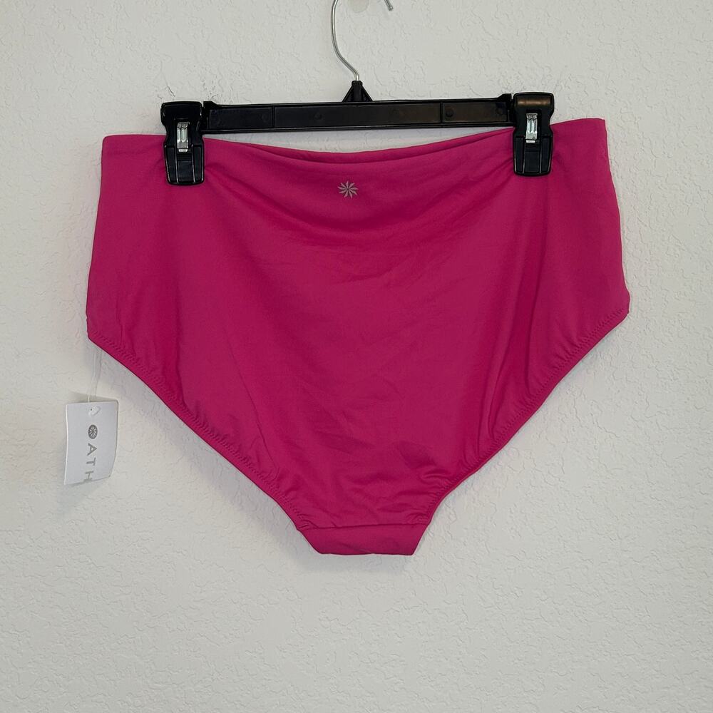 NWT Athleta High Waist Bikini Bottom Pink Sz Large - Picture 2 of 5
